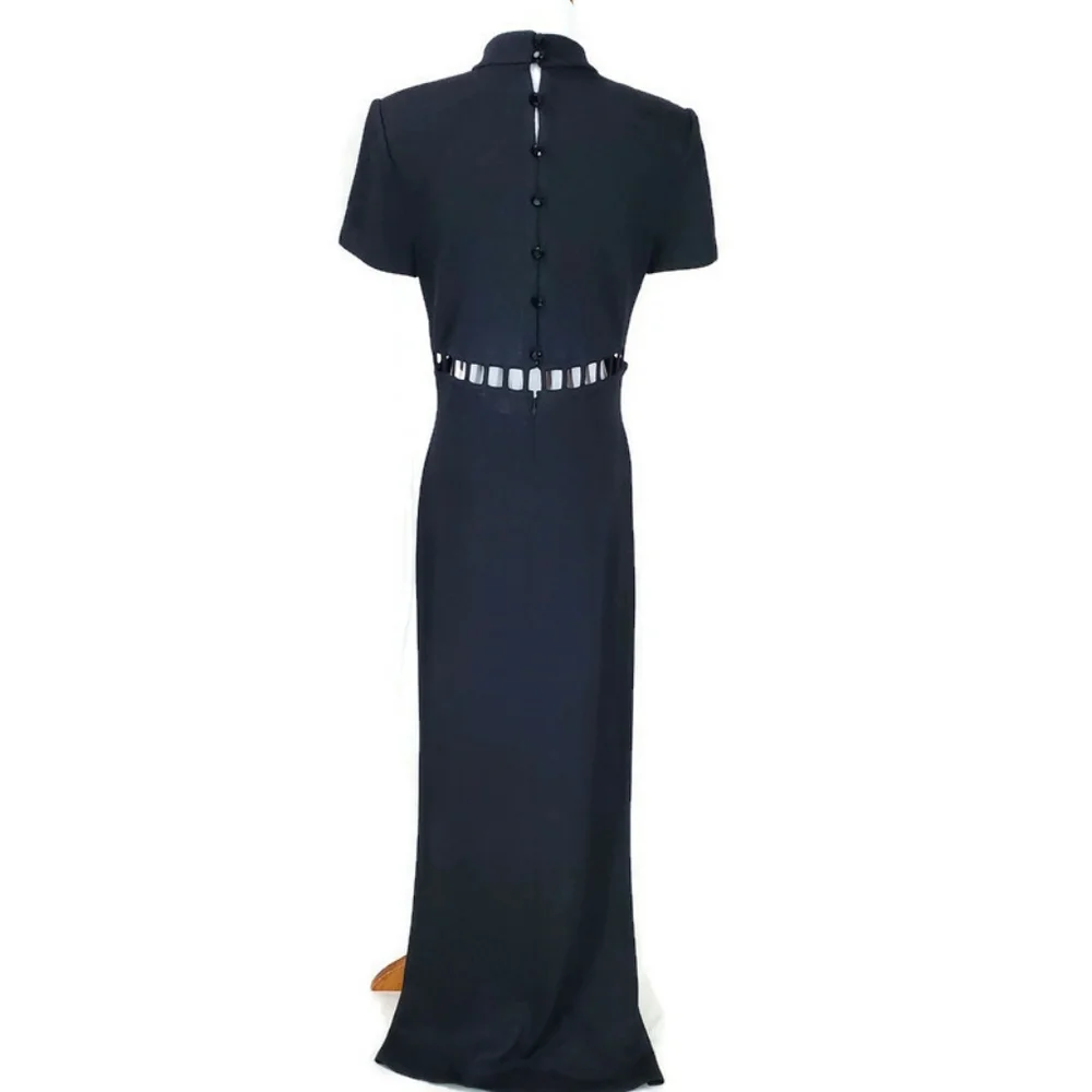 Vtg. St.John Evening Santana Knit Black Cut Out Maxi Dress Black Tie Formal - Picture 7 of 16